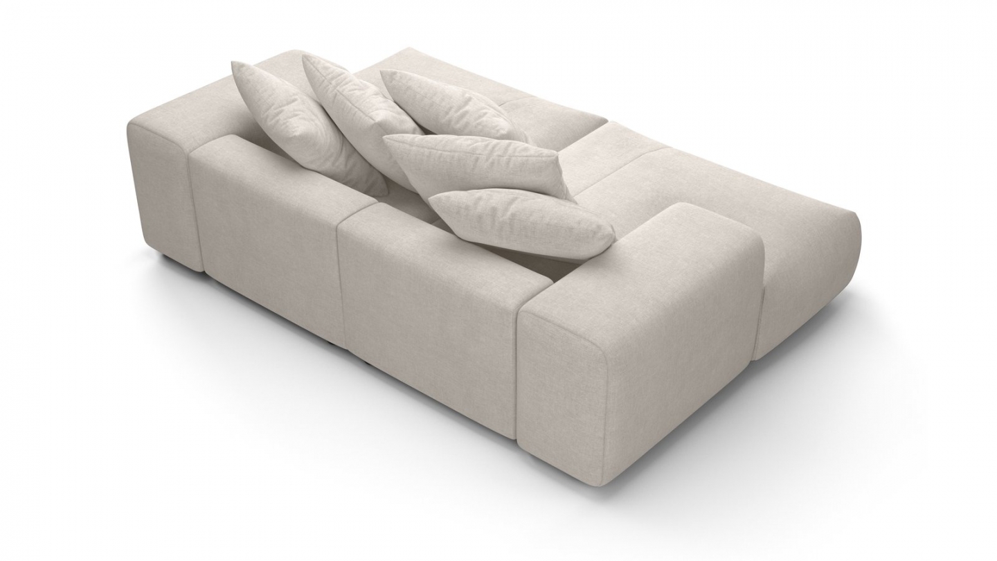 Canapé droit 3 places assise profonde en tissu chenille beige - Belvia Canapé droit 3 places assise profonde en tissu chenille beige - Belvia