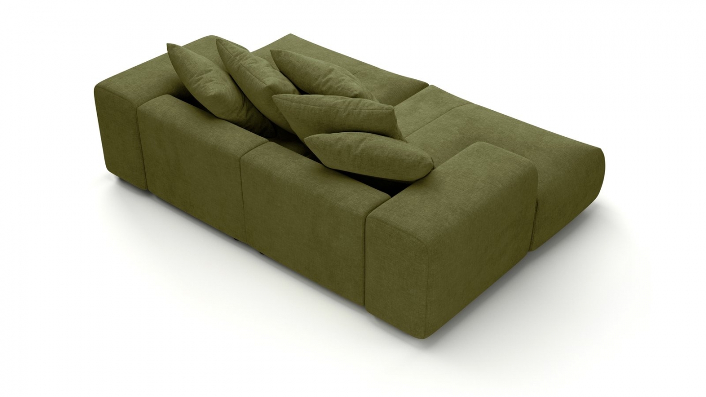 Canapé droit 3 places assise profonde en tissu chenille vert olive - Belvia Canapé droit 3 places assise profonde en tissu chenille vert olive - Belvia