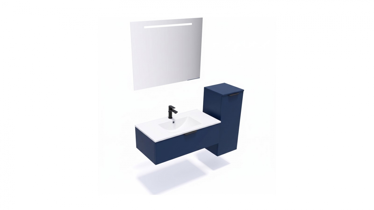Meuble de salle de bain suspendu vasque intégrée 90cm 1 tiroir Marine - Venice Meuble de salle de bain suspendu vasque intégrée 90cm 1 tiroir Marine - Venice