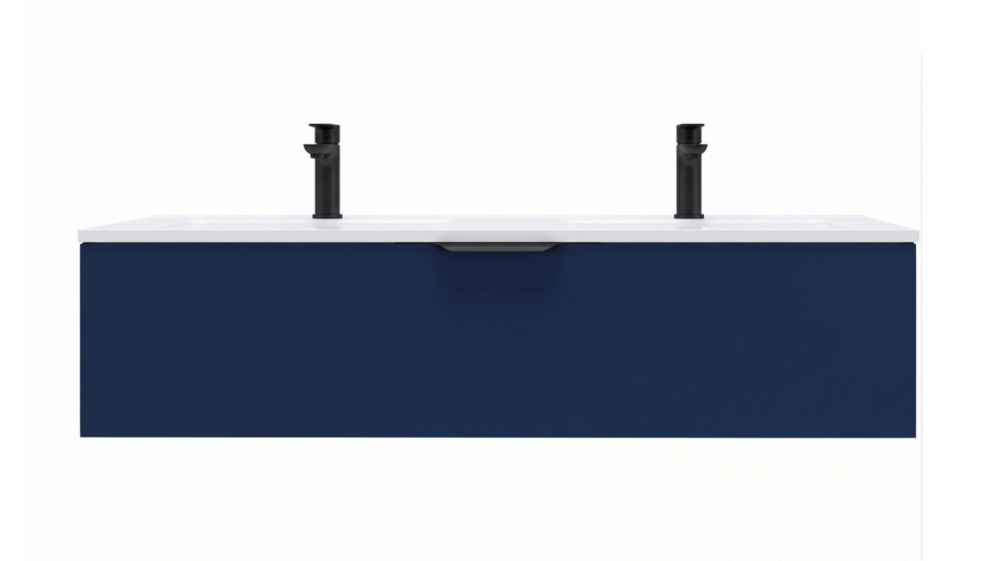 Meuble de salle de bain suspendu double vasque intégrée 120cm 1 tiroir Marine - Venice Meuble de salle de bain suspendu double vasque intégrée 120cm 1 tiroir Marine - Venice