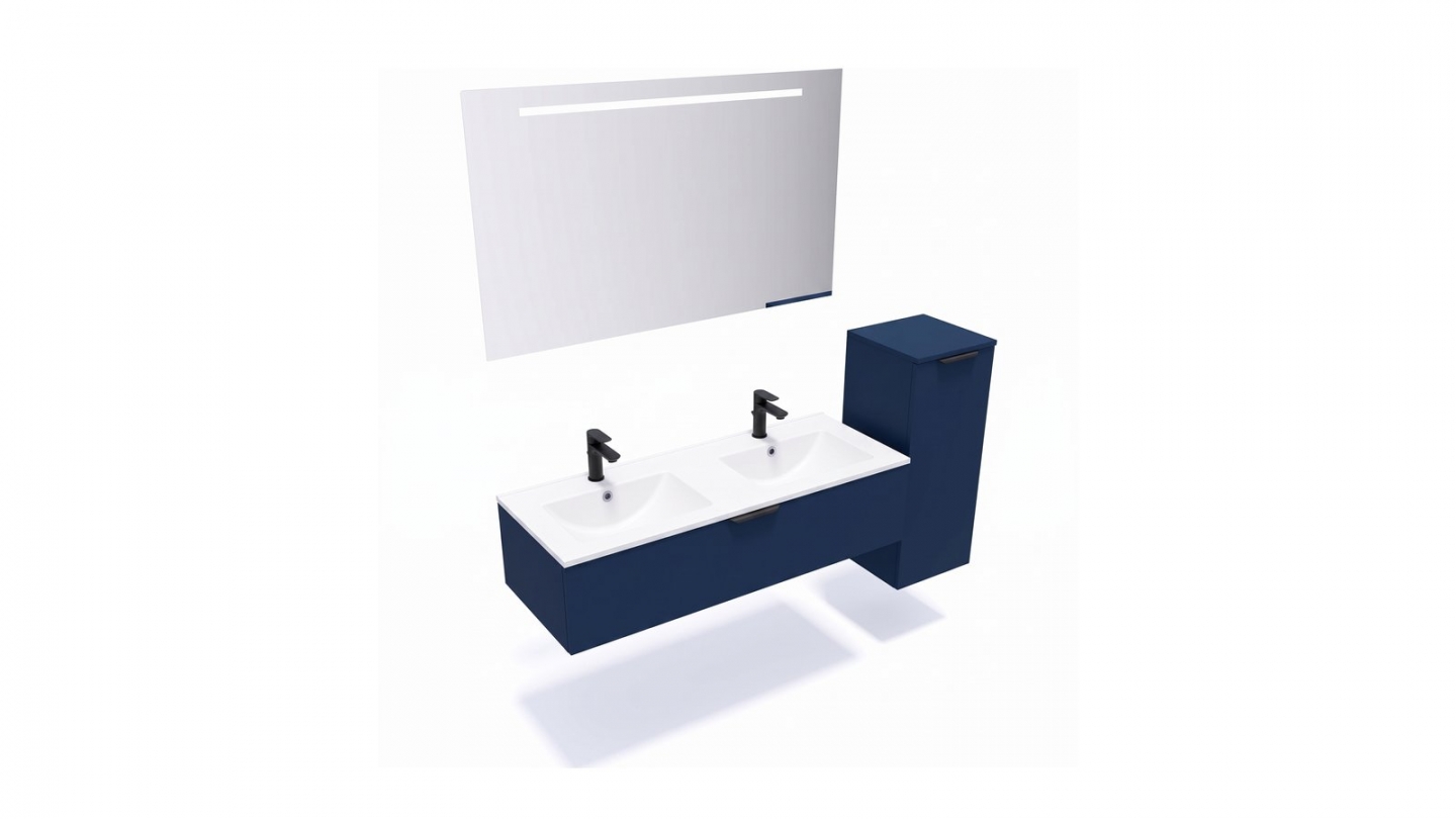 Meuble de salle de bain suspendu double vasque intégrée 120cm 1 tiroir Marine - Venice Meuble de salle de bain suspendu double vasque intégrée 120cm 1 tiroir Marine - Venice