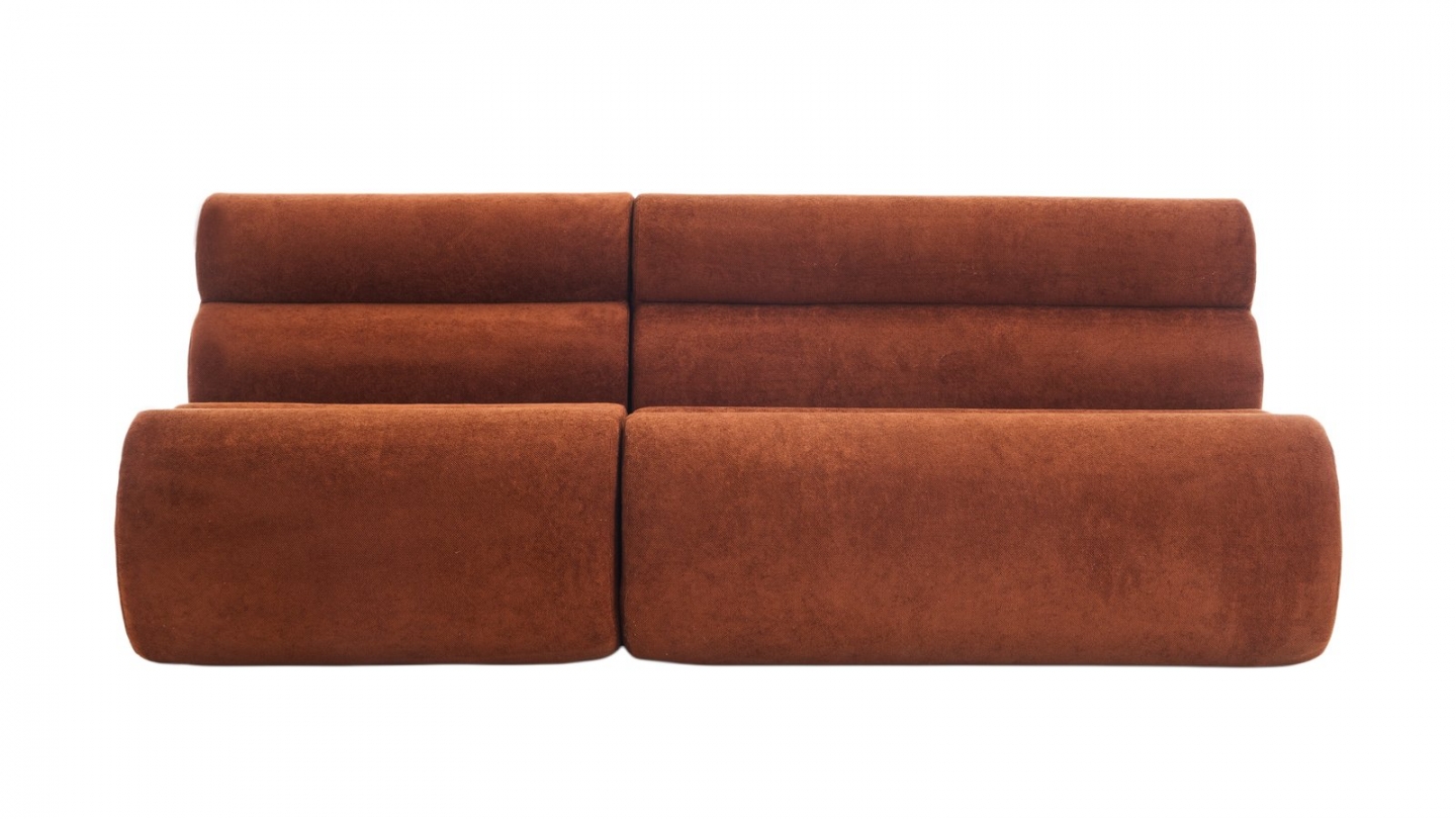 Banquette compressée 2 places en tissu chenille rouille - Billie Banquette compressée 2 places en tissu chenille rouille - Billie