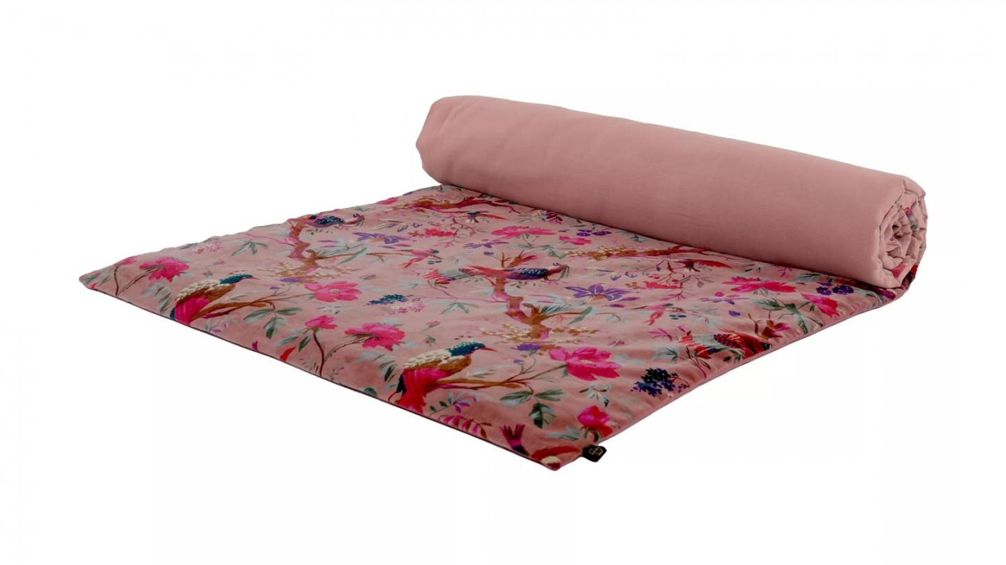 Housse d'Édredon bois de rose en Velours Imprimé Oiseaux 85 x 200 cm - Birdy Housse d'Édredon bois de rose en Velours Imprimé Oiseaux 85 x 200 cm - Birdy