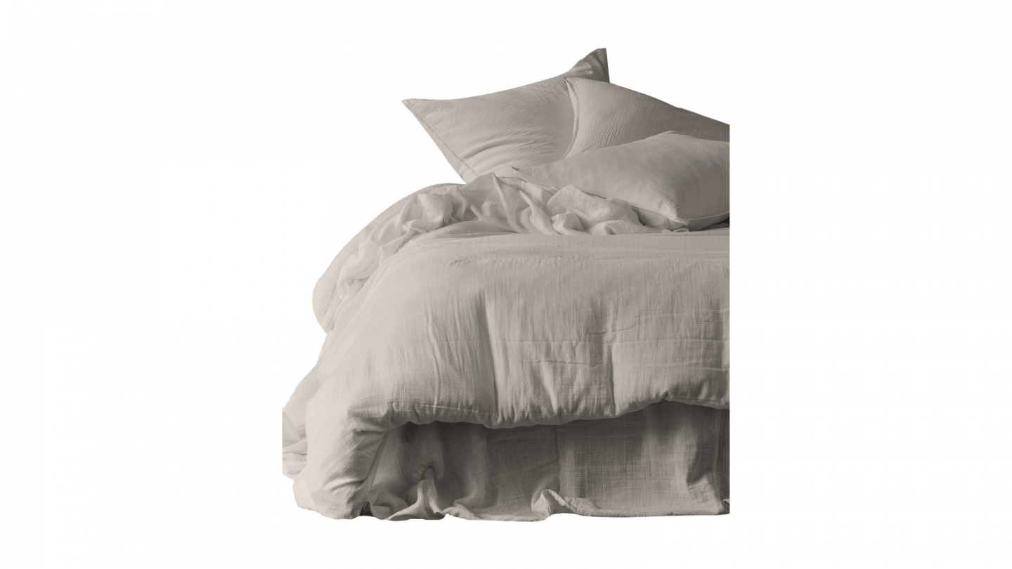 Drap housse en gaze de coton lavé Lin 160 x 200 cm - Mykonos Drap housse en gaze de coton lavé Lin 160 x 200 cm - Mykonos