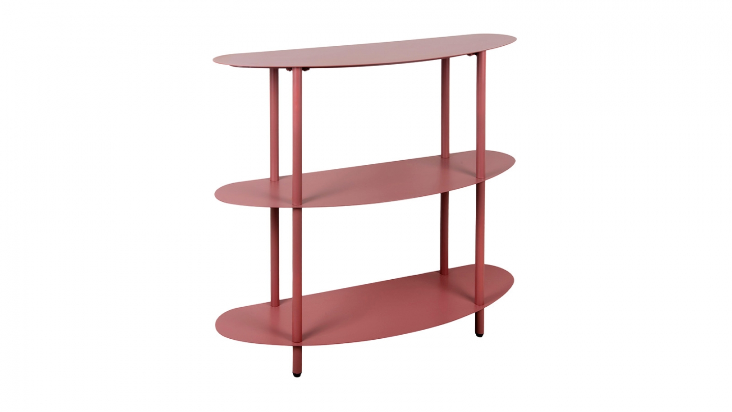 Console en métal 3 étagères bordeaux - Riqueza Console en métal 3 étagères bordeaux - Riqueza