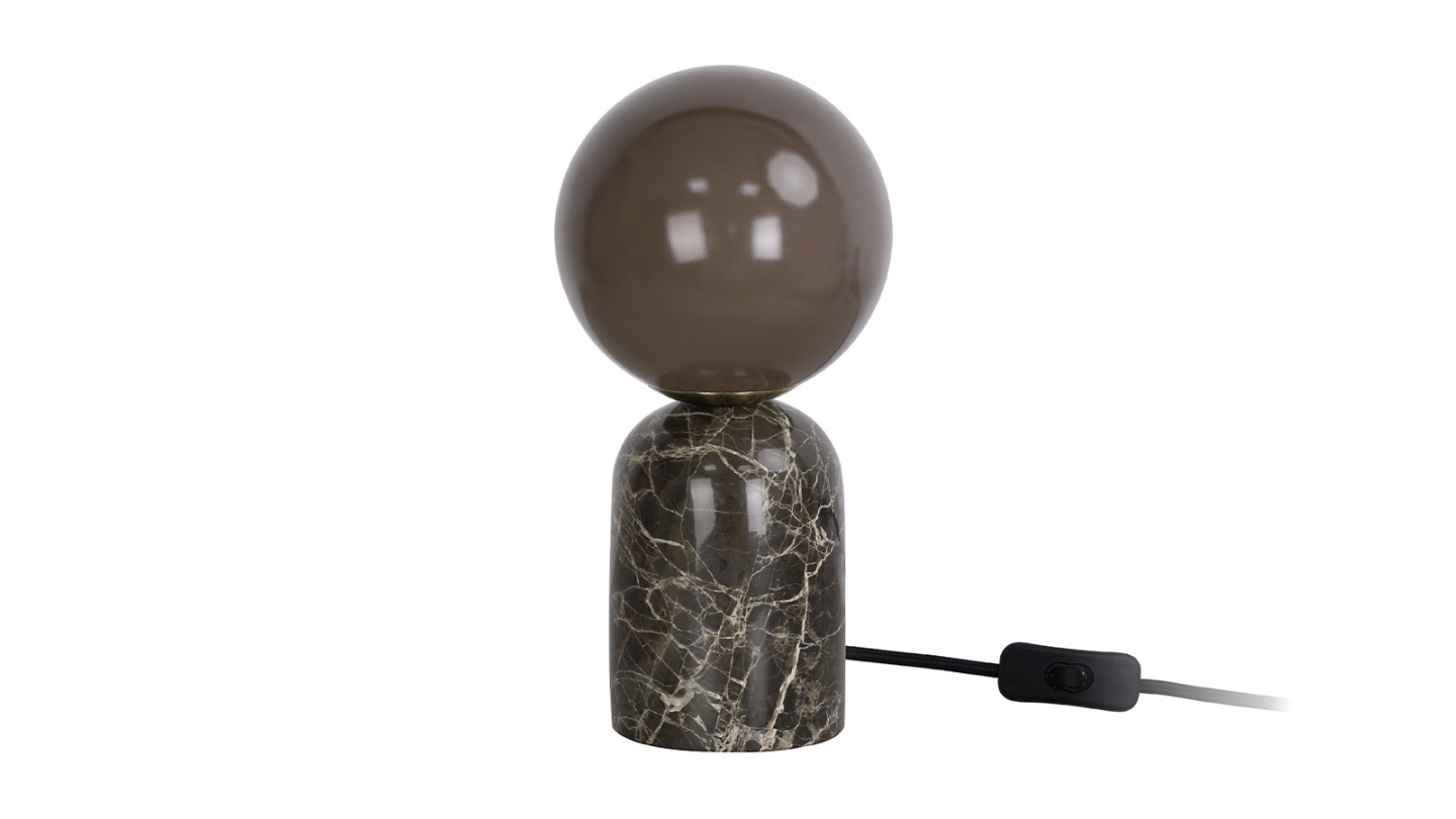 Lampe à poser sphérique en marbre chocolat - taille S - Lazio Lampe à poser sphérique en marbre chocolat - taille S - Lazio