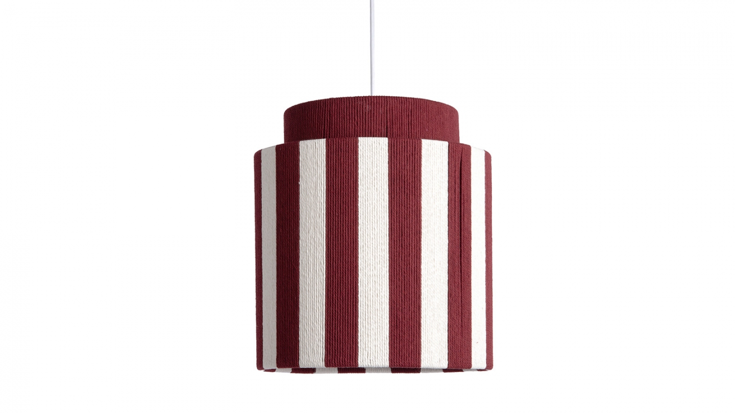 Suspension rayée bicolore bordeaux & crème - Vienna Suspension rayée bicolore bordeaux & crème - Vienna