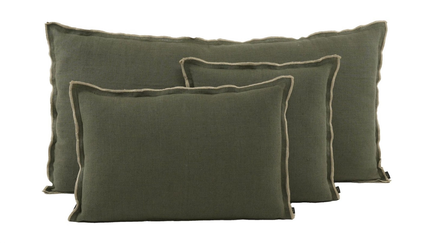 Pack intérieur & Housse de coussin en lin lavé kaki 40 x 60 cm - Seoni Pack intérieur & Housse de coussin en lin lavé kaki 40 x 60 cm - Seoni
