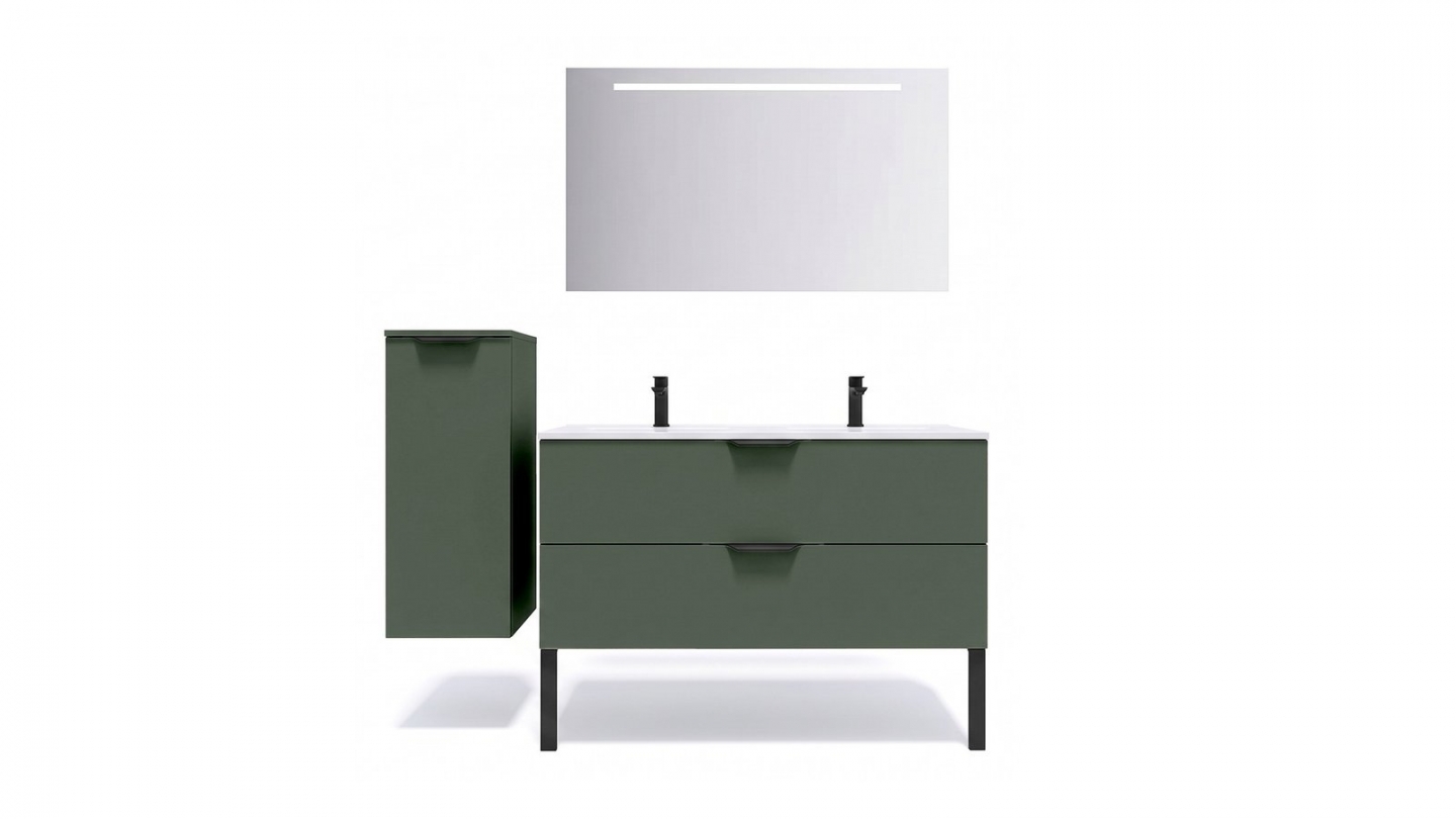 Meuble de salle de bain suspendu double vasque intégrée 120cm 2 tiroirs Vert Amazonie - Venice Meuble de salle de bain suspendu double vasque intégrée 120cm 2 tiroirs Vert Amazonie - Venice