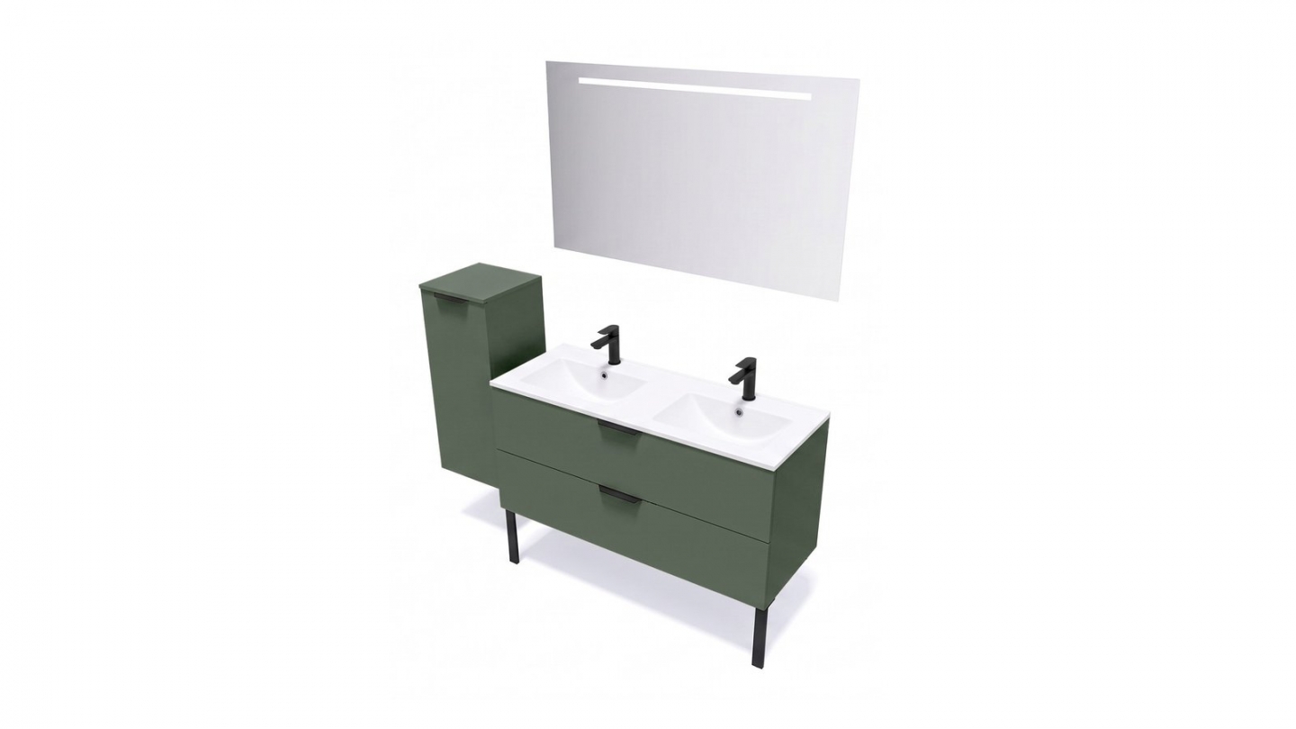 Meuble de salle de bain suspendu double vasque intégrée 120cm 2 tiroirs Vert Amazonie - Venice Meuble de salle de bain suspendu double vasque intégrée 120cm 2 tiroirs Vert Amazonie - Venice