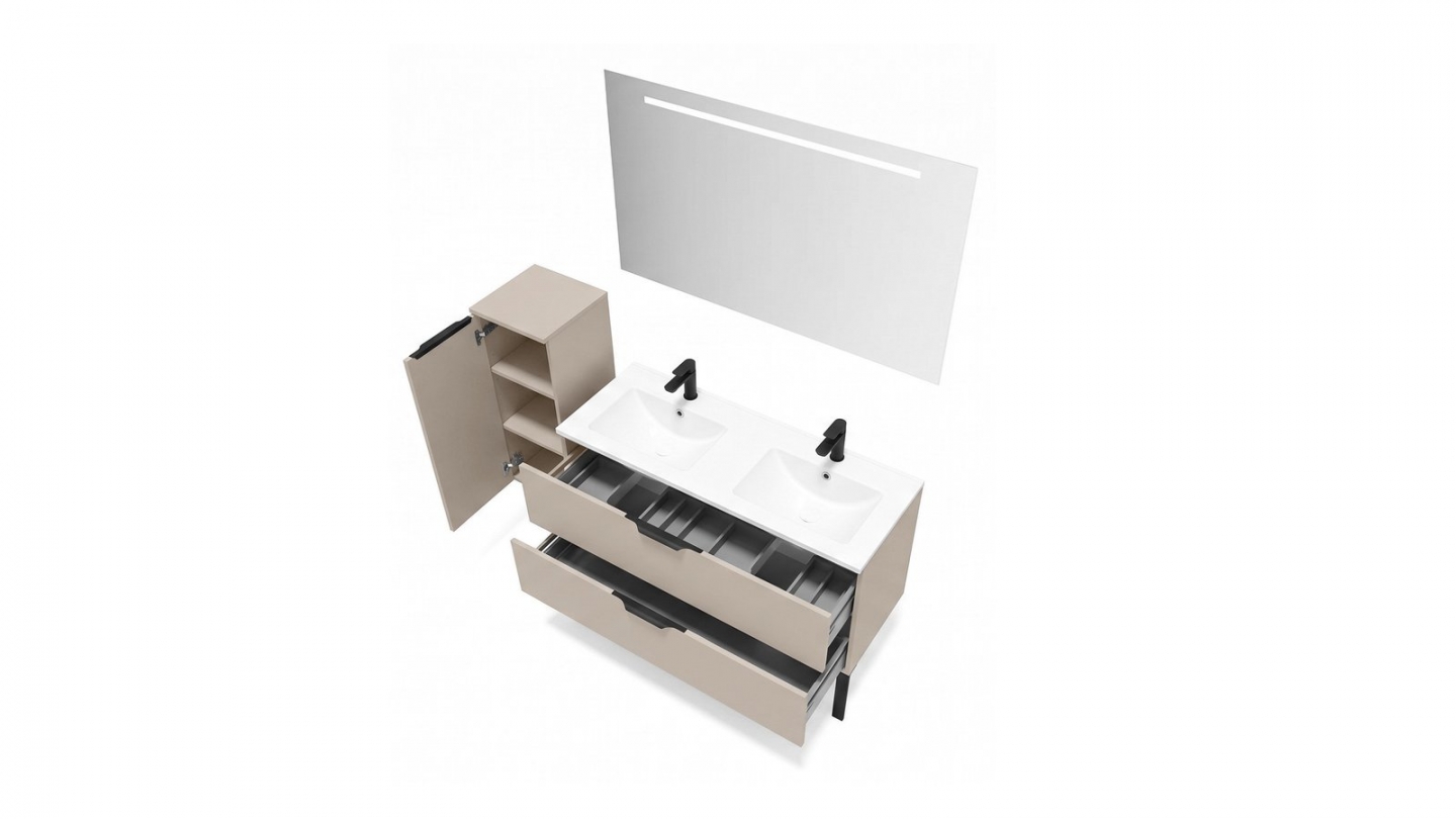Meuble de salle de bain suspendu double vasque intégrée 120cm 2 tiroirs Vert sauge - Venice Meuble de salle de bain suspendu double vasque intégrée 120cm 2 tiroirs Vert sauge - Venice