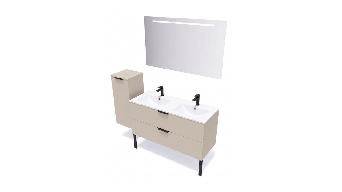 Meuble de salle de bain suspendu double vasque intégrée 120cm 2 tiroirs Beige - Venice Meuble de salle de bain suspendu double vasque intégrée 120cm 2 tiroirs Beige - Venice