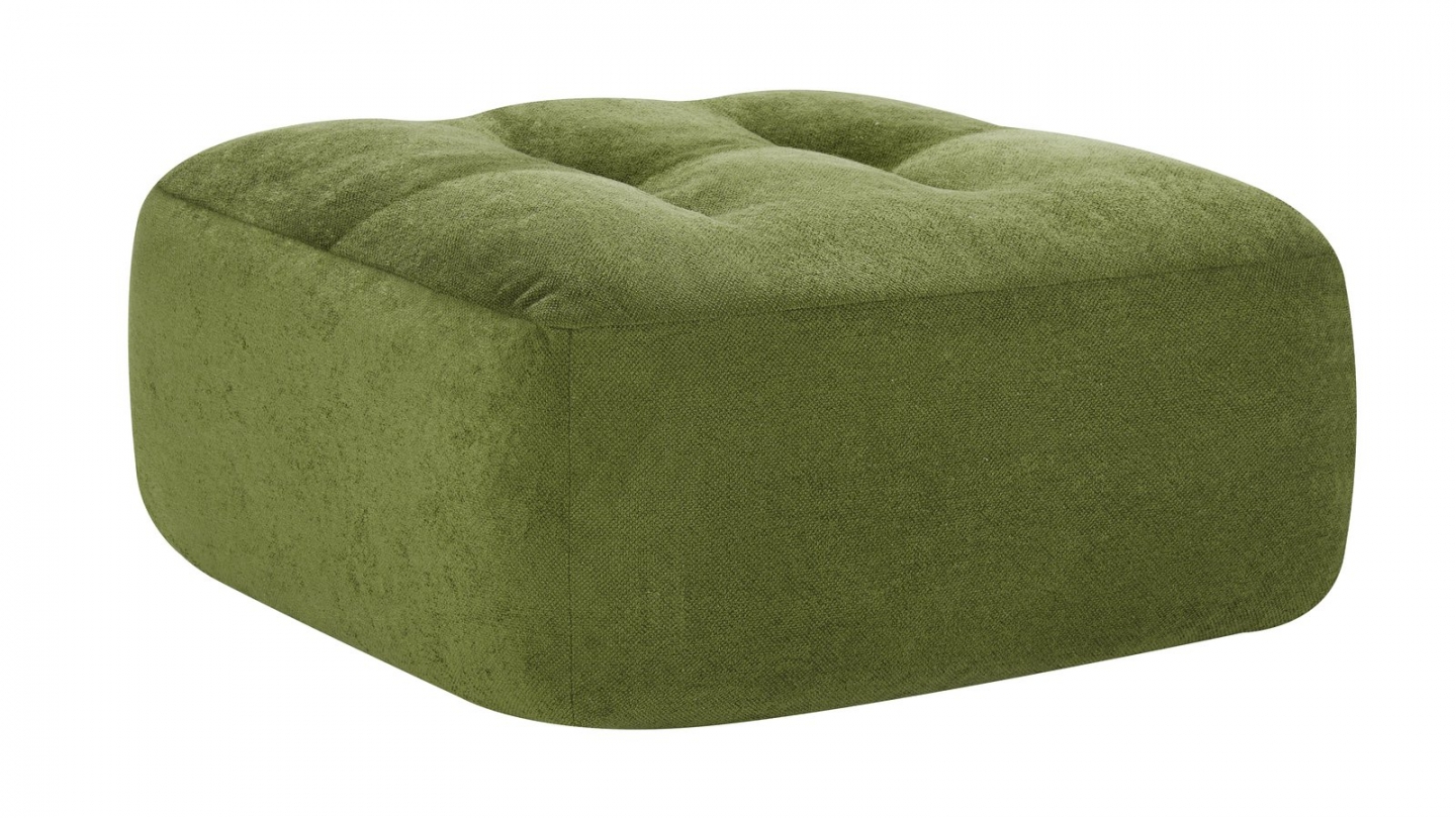 Pouf compressé en tissu chenille vert kaki - Nido Pouf compressé en tissu chenille vert kaki - Nido