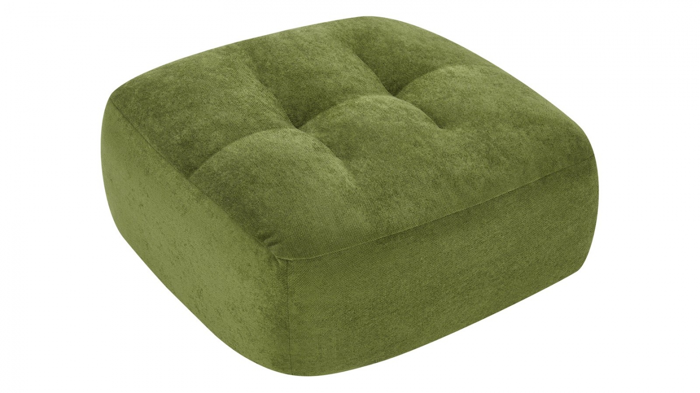 Pouf compressé en tissu chenille vert kaki - Nido Pouf compressé en tissu chenille vert kaki - Nido