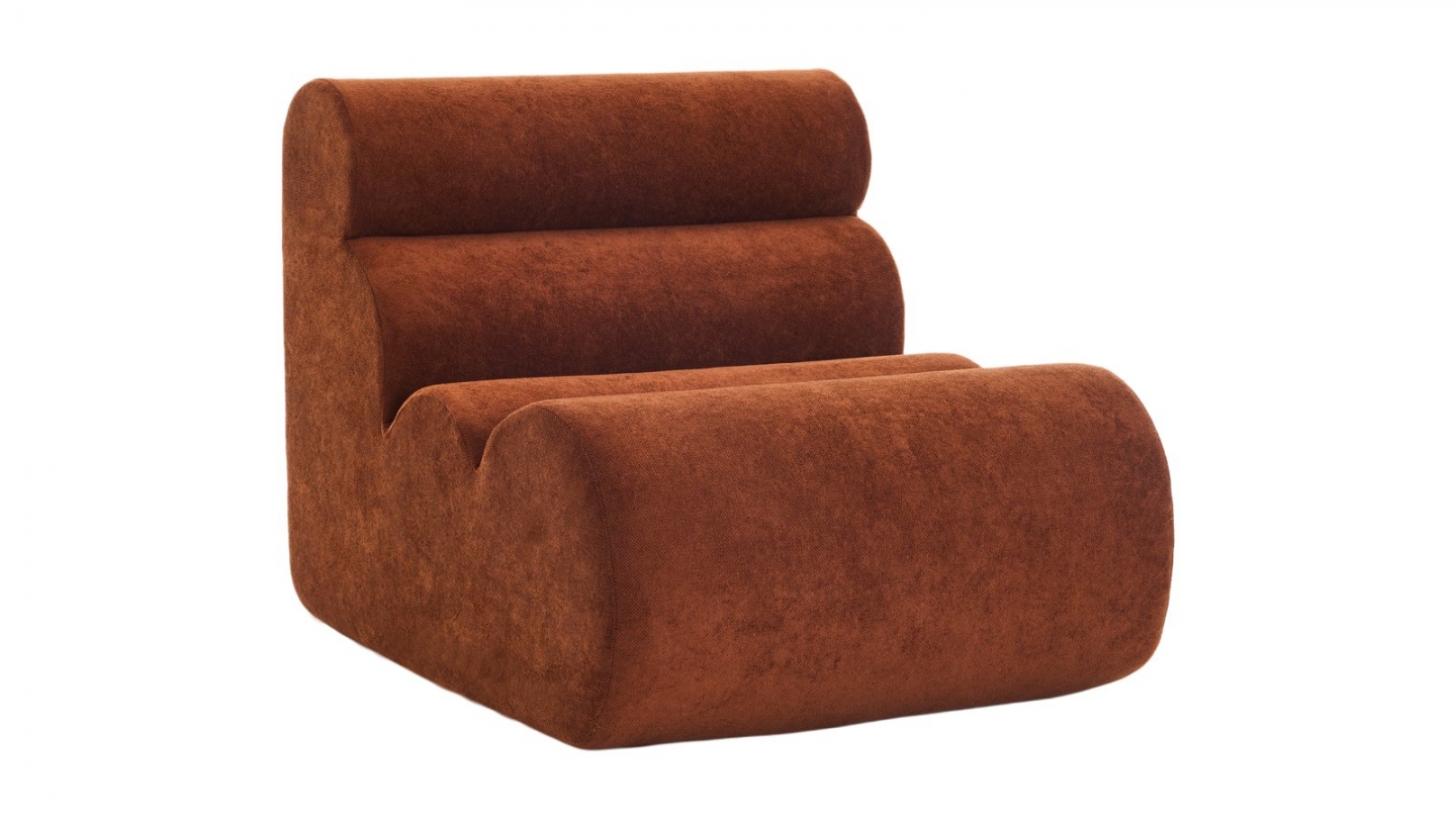 Lot de 3 chauffeuses modulables en tissu chenille rouille - Billie Lot de 3 chauffeuses modulables en tissu chenille rouille - Billie