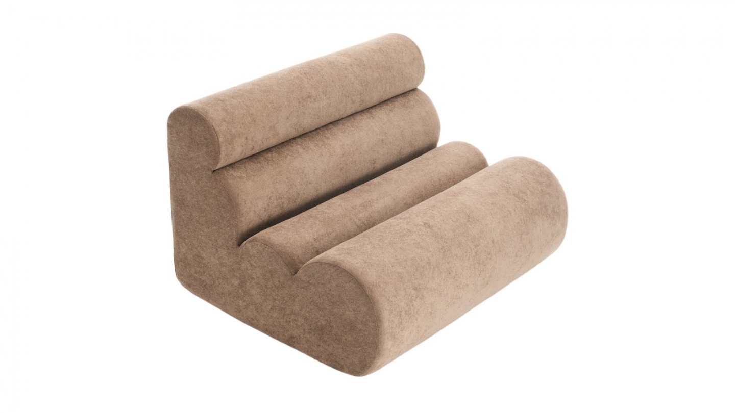 Ensemble chauffeuse + banquette modulables 3 places en tissu chenille moka - Billie Ensemble chauffeuse + banquette modulables 3 places en tissu chenille moka - Billie