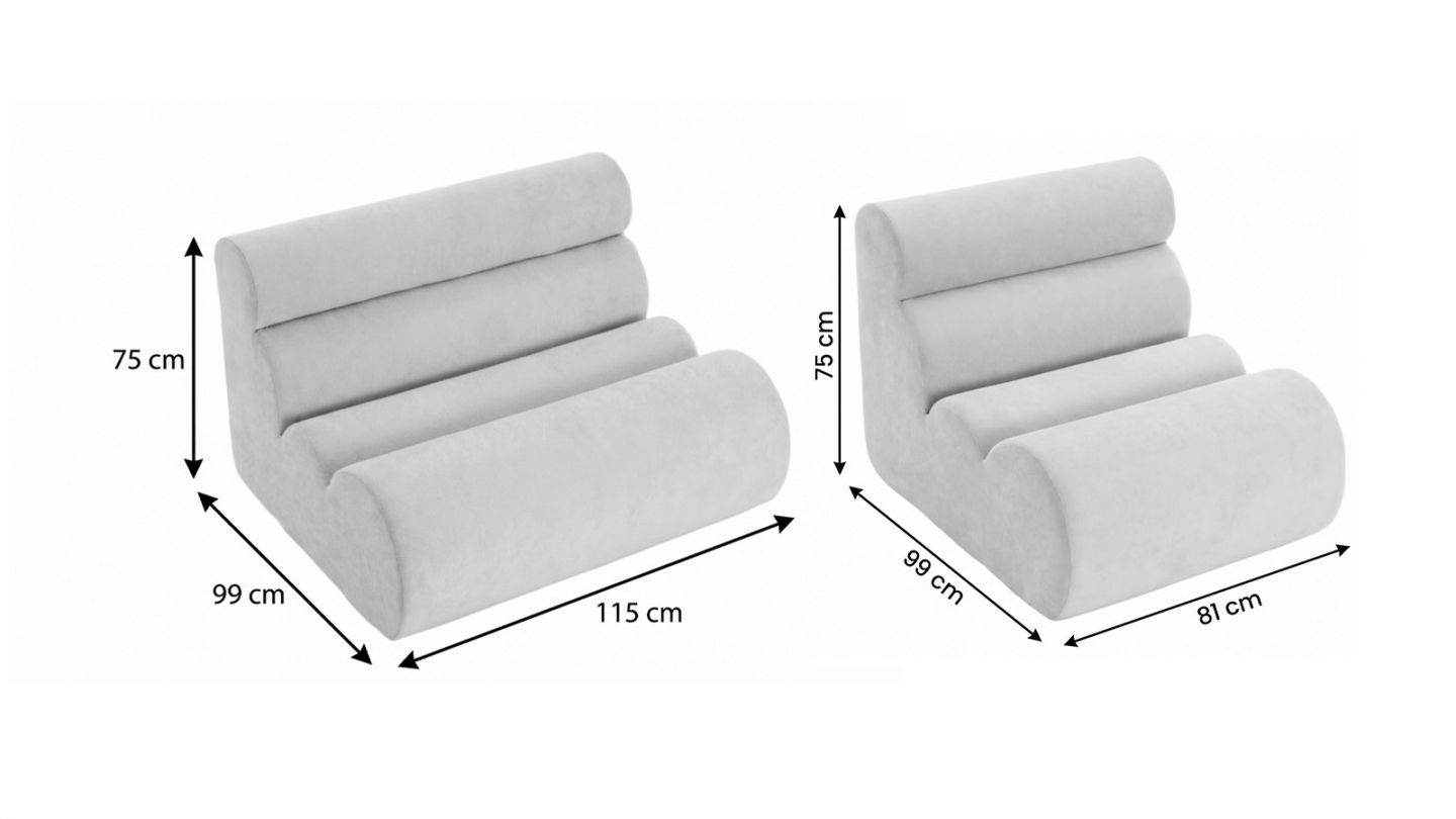 Ensemble chauffeuses + banquette modulables 4 places en tissu chenille vert kaki - Billie Ensemble chauffeuses + banquette modulables 4 places en tissu chenille vert kaki - Billie