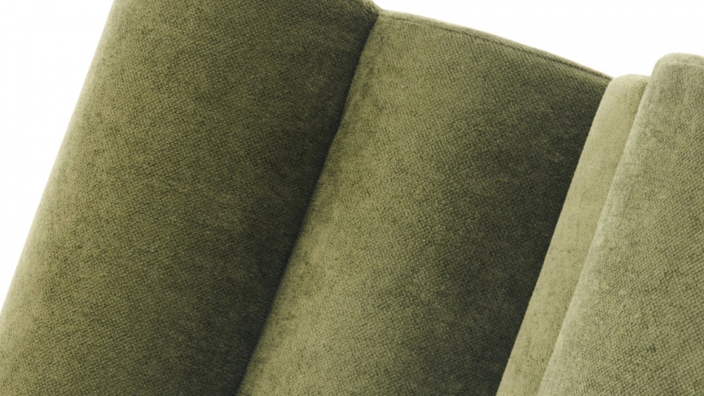 Ensemble chauffeuses + banquette modulables 4 places en tissu chenille vert kaki - Billie Ensemble chauffeuses + banquette modulables 4 places en tissu chenille vert kaki - Billie