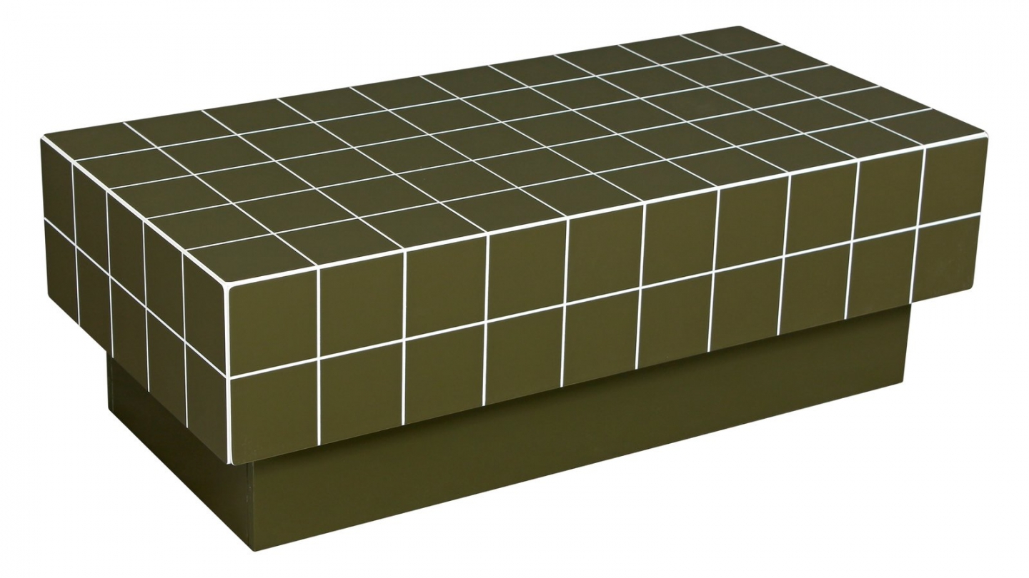 Table basse rectangulaire effet mosaïque vert olive 100 cm - Ibiza Table basse rectangulaire effet mosaïque vert olive 100 cm - Ibiza