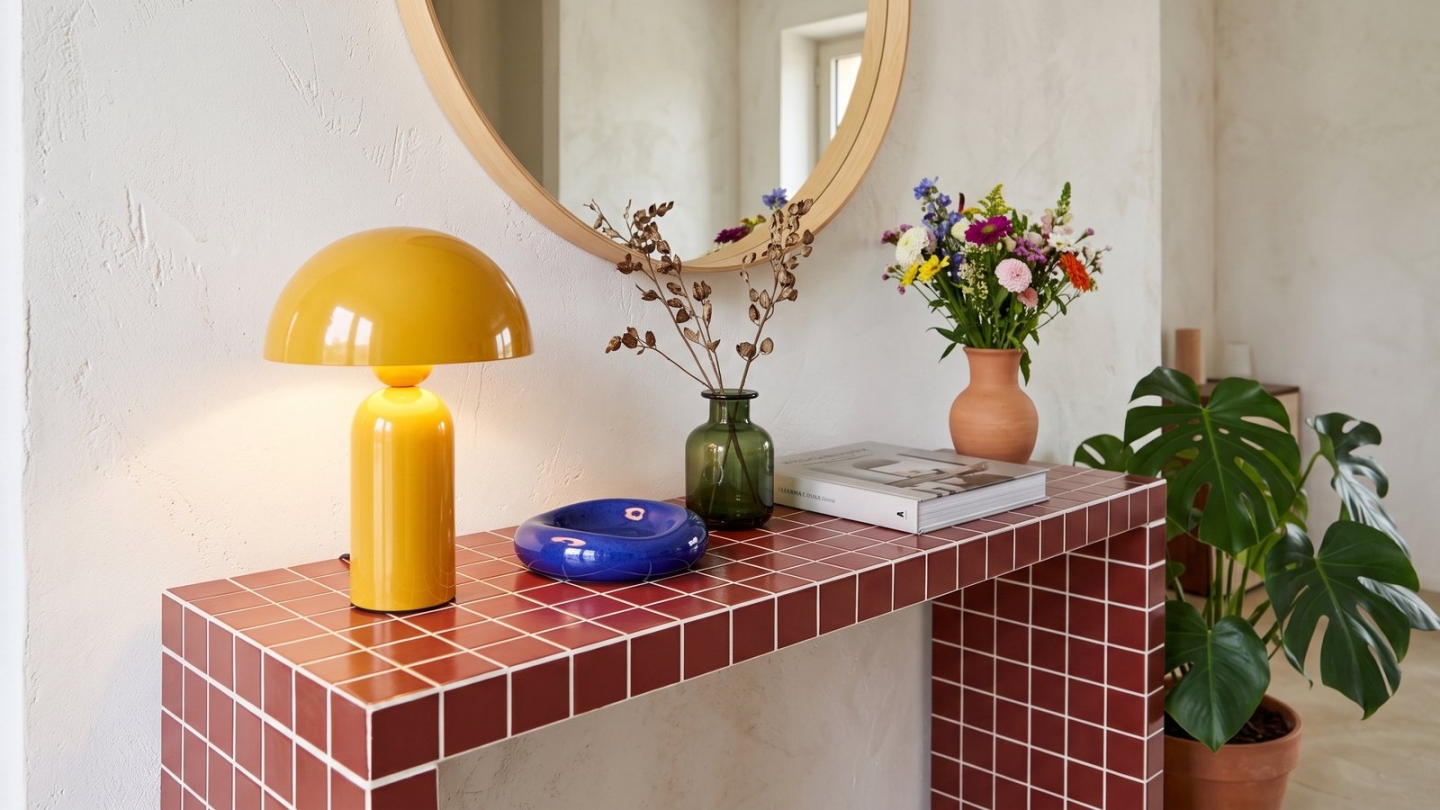 Console effet mosaïque bordeaux 100 cm - Ibiza Console effet mosaïque bordeaux 100 cm - Ibiza
