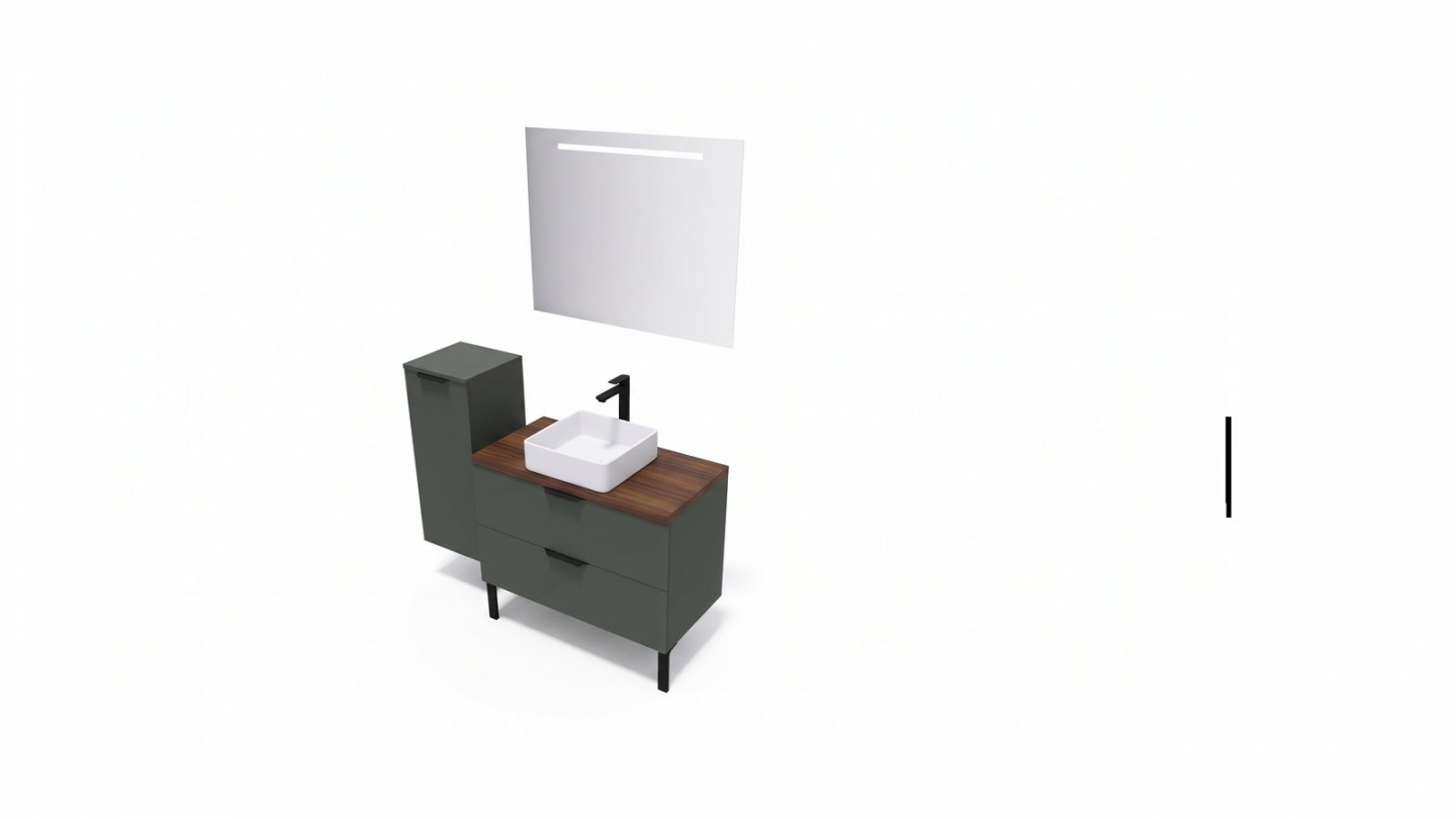 Meuble de salle de bain suspendu vasque à poser 90cm 2 tiroirs Vert Amazonie - Venice Meuble de salle de bain suspendu vasque à poser 90cm 2 tiroirs Vert Amazonie - Venice