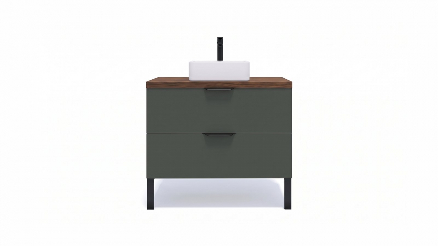 Meuble de salle de bain suspendu vasque à poser 90cm 2 tiroirs Vert Amazonie - Venice Meuble de salle de bain suspendu vasque à poser 90cm 2 tiroirs Vert Amazonie - Venice