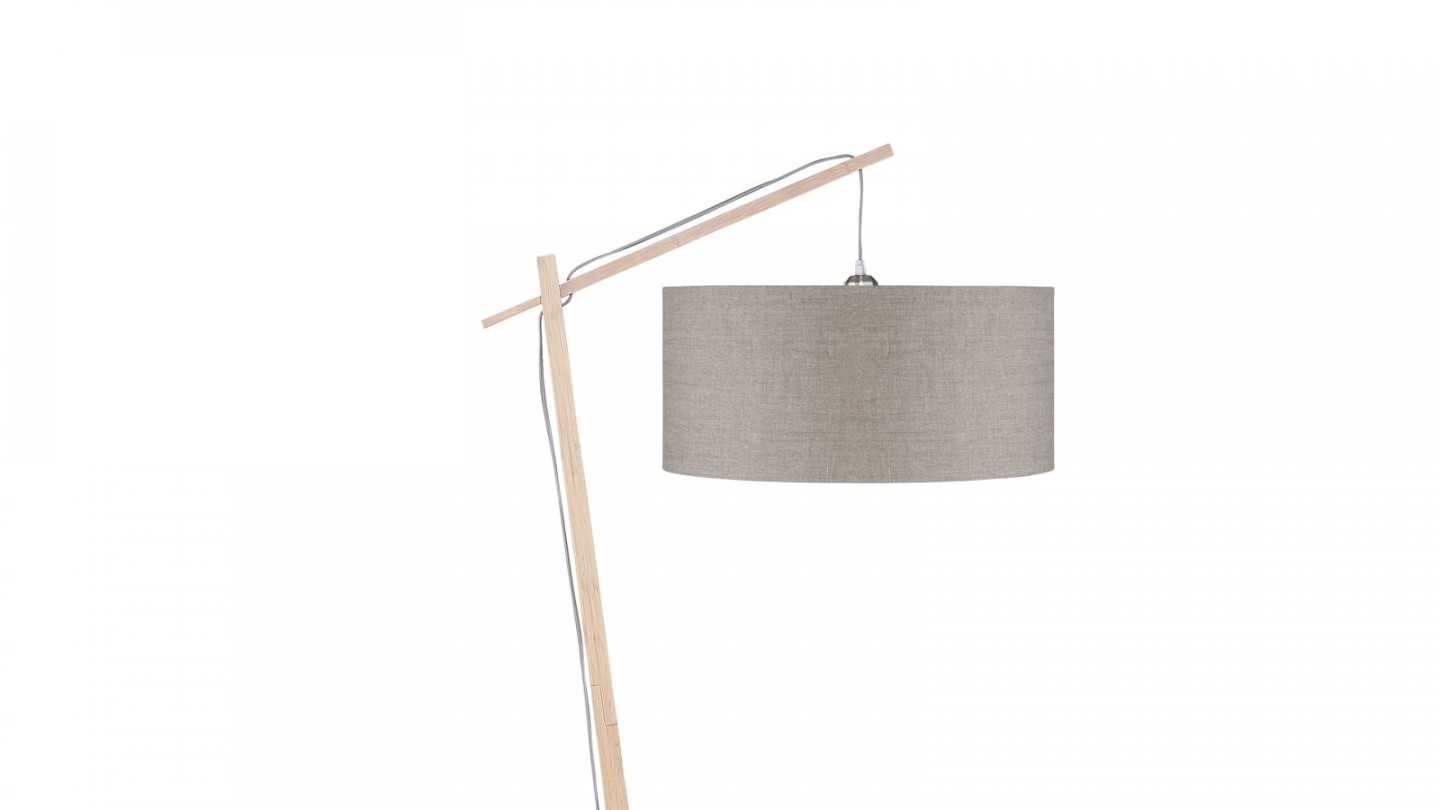 Lampadaire en bambou abat jour en lin foncé - Collection Andes - Good&Mojo