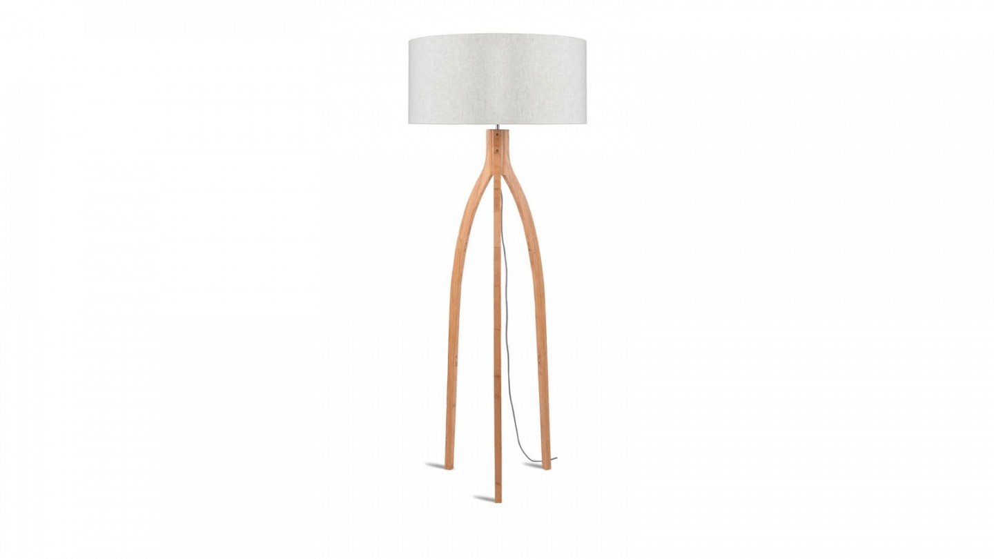 Lampadaire en bambou abat jour en lin clair - Collection Annapurna - Good&Mojo