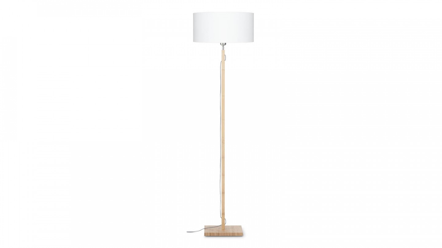 Lampadaire en bambou abat jour en lin blanc - Collection Fuji - Good&Mojo