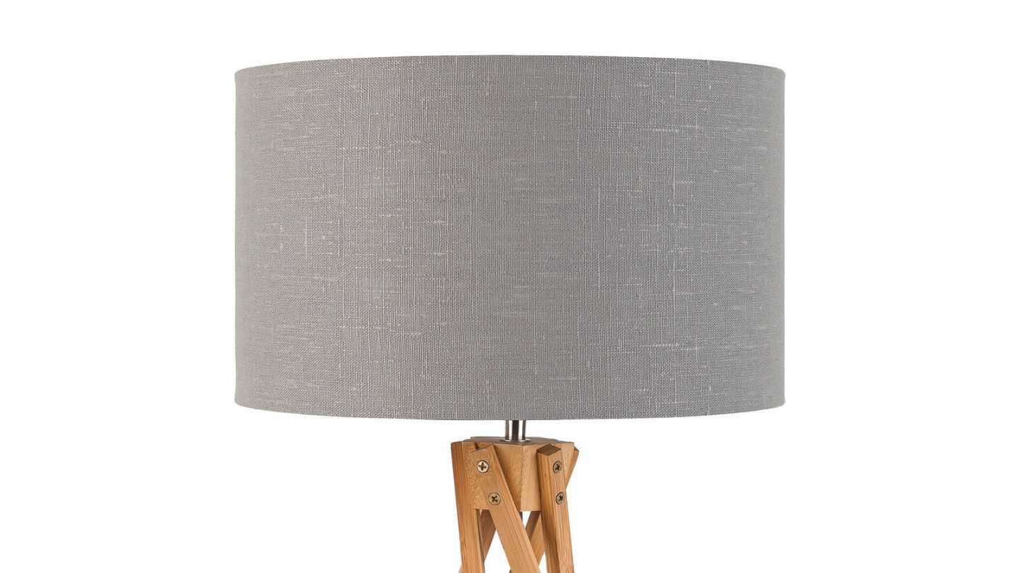 Lampe de table en bambou abat jour en lin gris clair - Collection Kilimanjaro - Good&Mojo