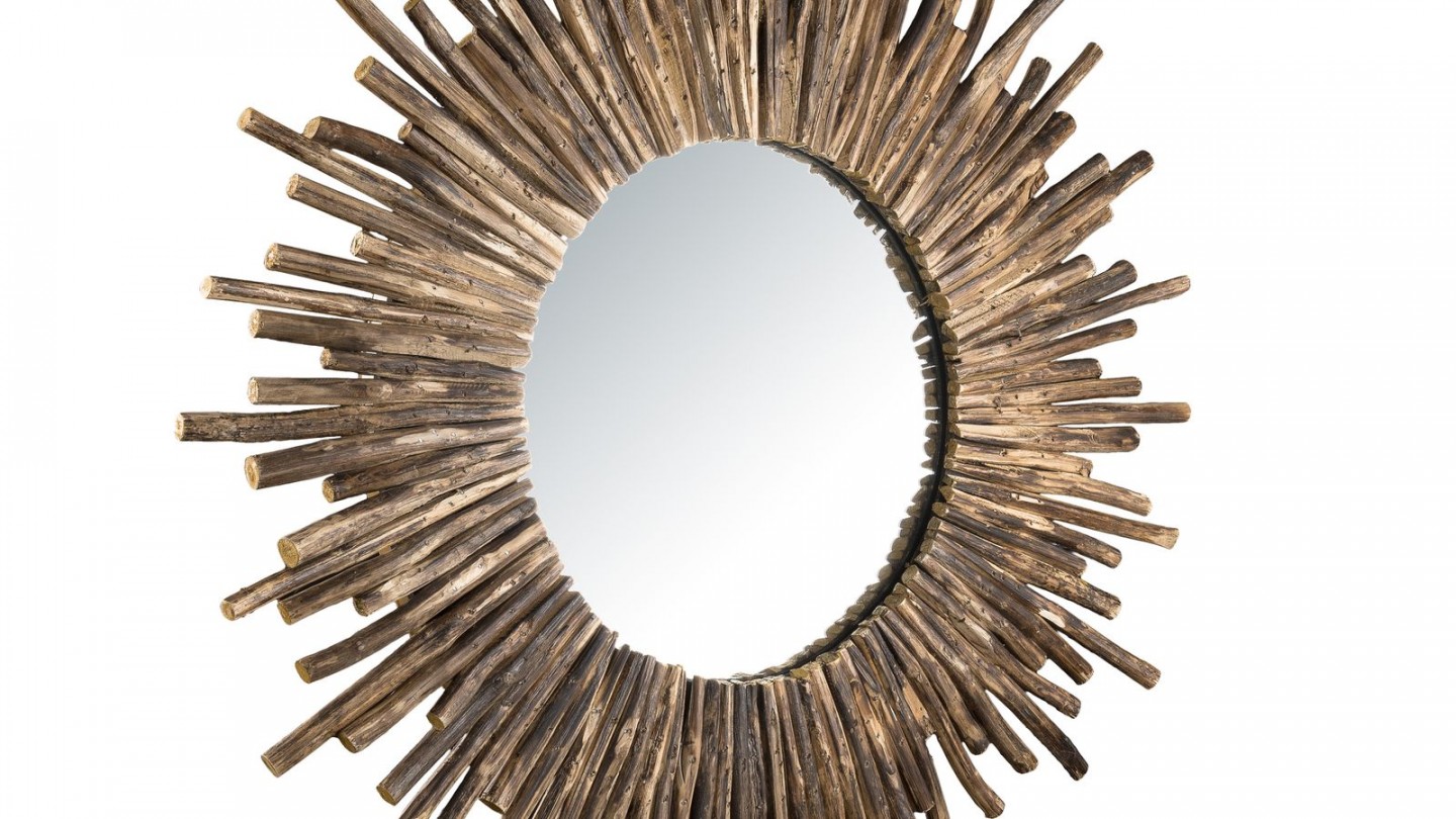 Miroir rond soleil en branches - Collection Clara