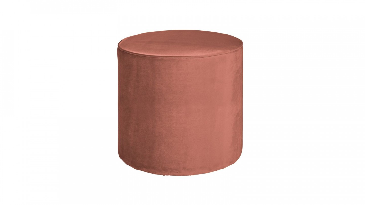 Pouf rond en velours vieux rose - Collection Sara - Woood