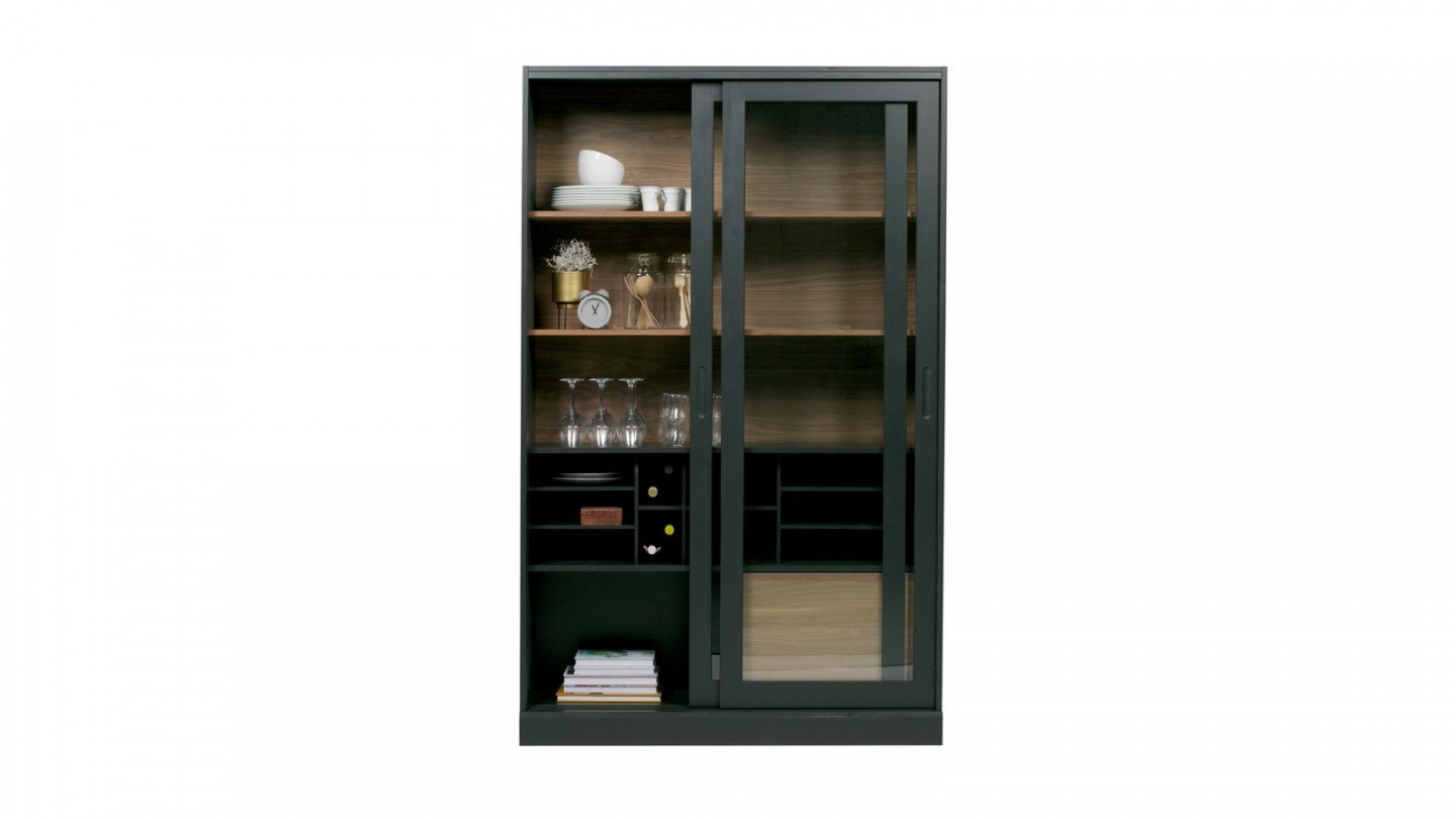 Vitrine 2 portes en bois noir - Collection James - Woood