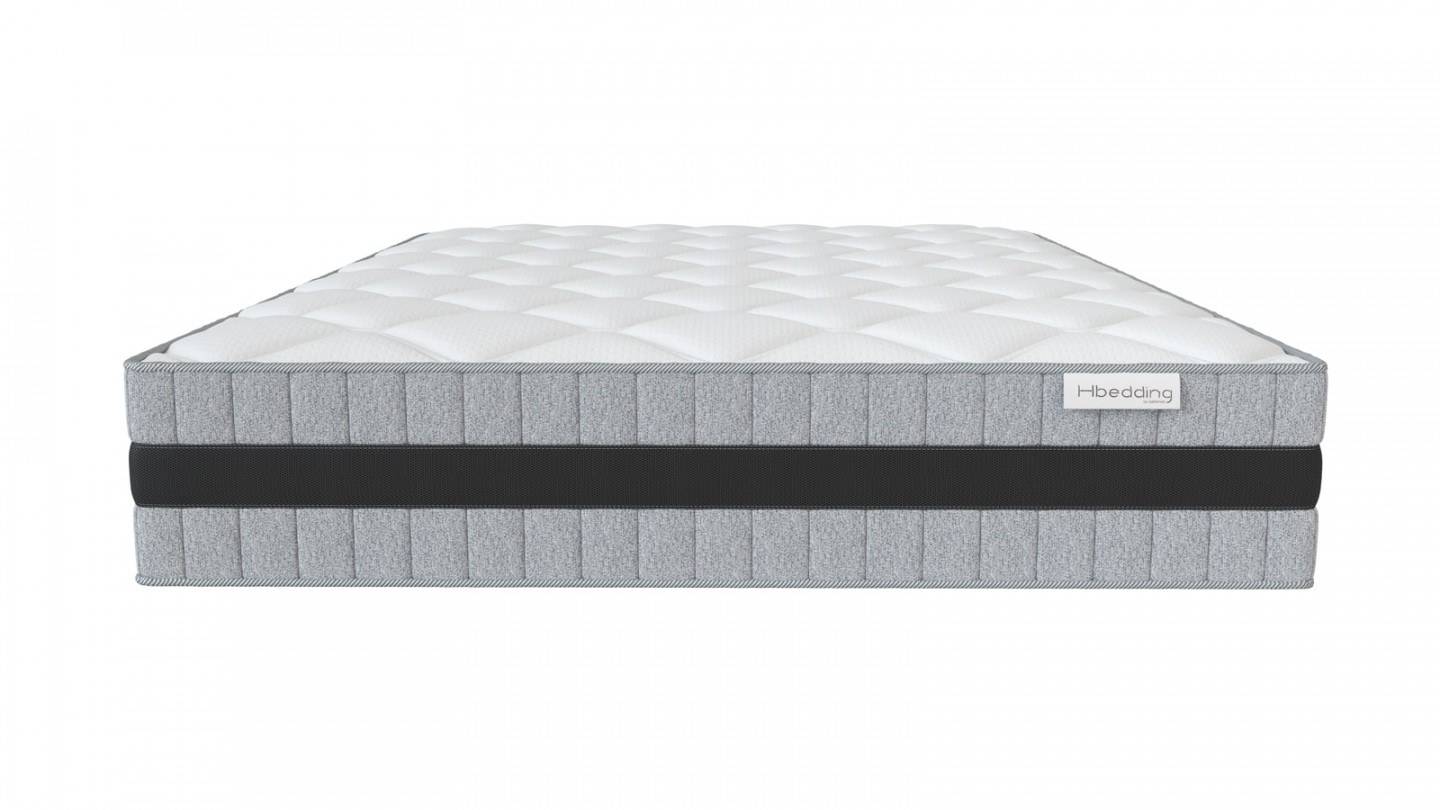 Ensemble matelas mémoire 180x200 Memo Luxe + Lit gris foncé avec sommier Gaby - Mousse HD + Mémoire de forme - Hbedding