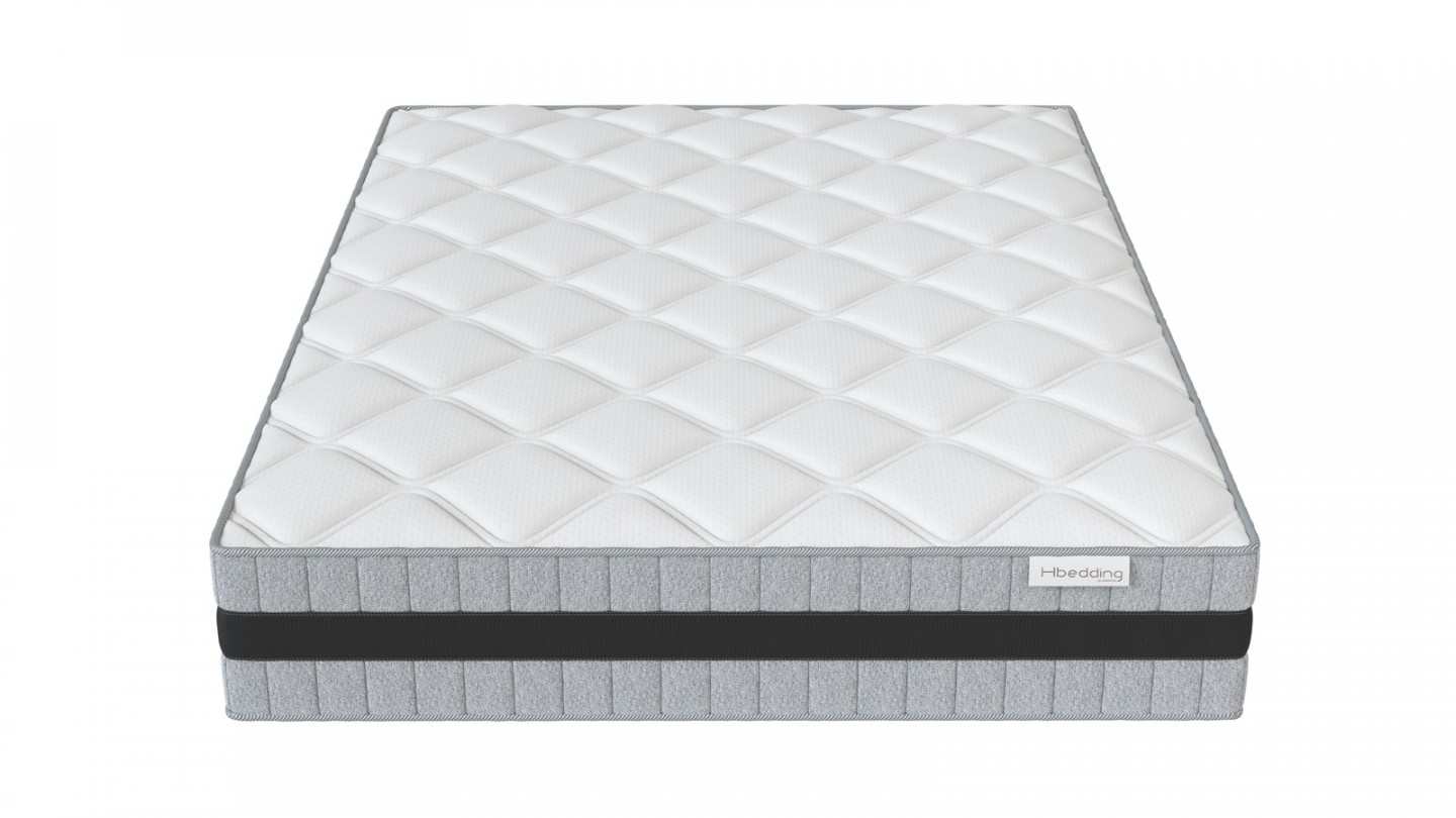 Ensemble matelas mémoire 180x200 Memo Luxe + Lit gris foncé avec sommier Gaby - Mousse HD + Mémoire de forme - Hbedding