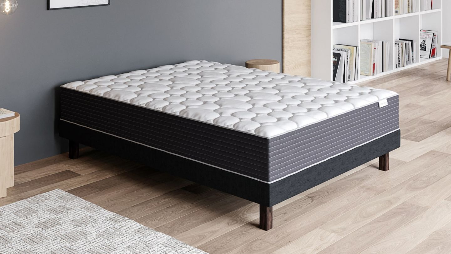 Ensemble matelas mémoire + sommier 160x200 Memo HR Hbedding - Mousse ergo, mousse HR 35kg et mousse effet mémoire de forme