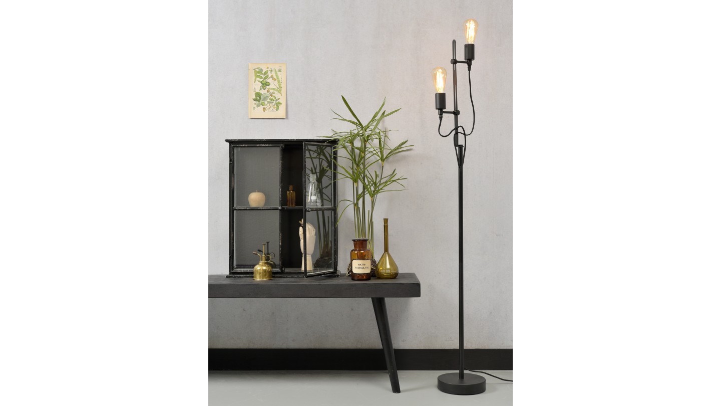 Lampadaire double ampoule en métal noir - Collection Seattle - It's About Romi