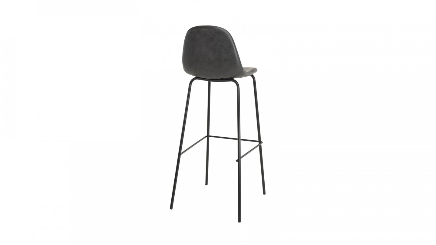 Lot de 2 tabourets de bar en simili cuir noir - Collection Tom