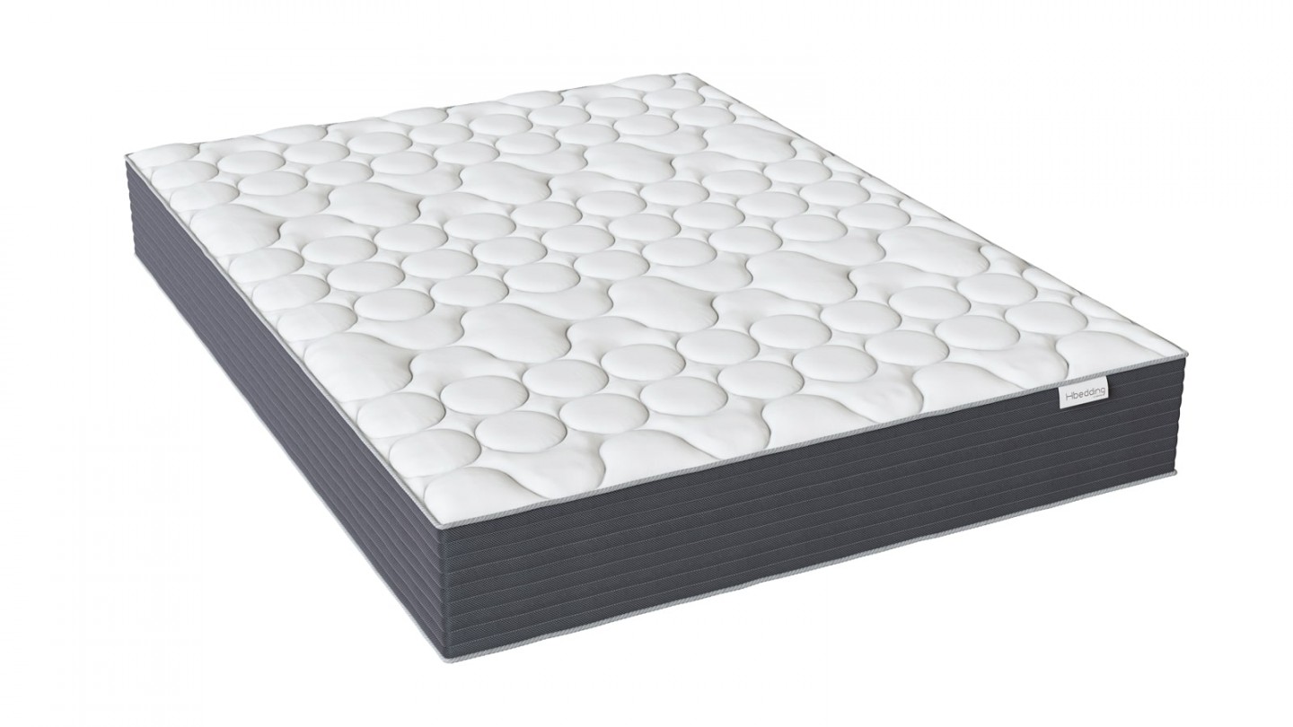 Ensemble matelas ressorts ensachés + sommier 140x190cm Spring Plus Hbedding - Mousse haute densité et ressorts ensachés