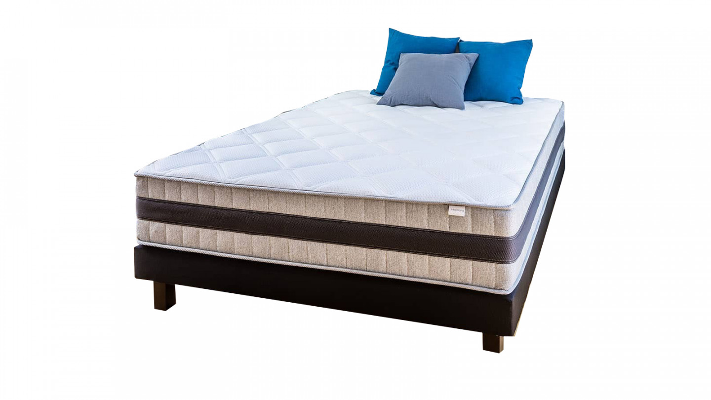 Ensemble Memo Luxe 180x200 – Matelas mémoire de forme 180x200 + 2 sommiers tapissiers 90x200