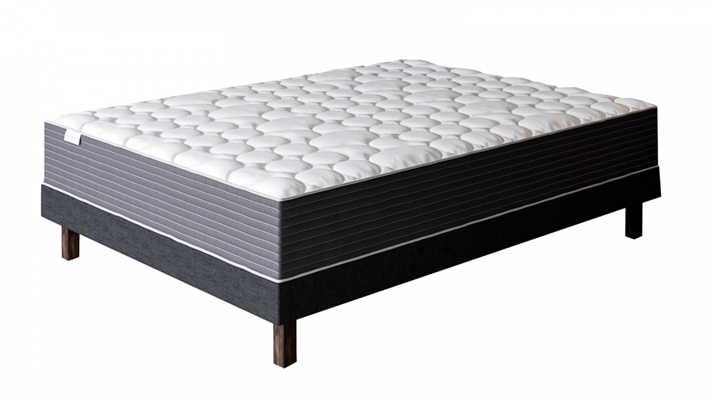 Ensemble matelas ressorts ensachés + sommier 140x190cm Spring Plus Hbedding - Mousse haute densité et ressorts ensachés