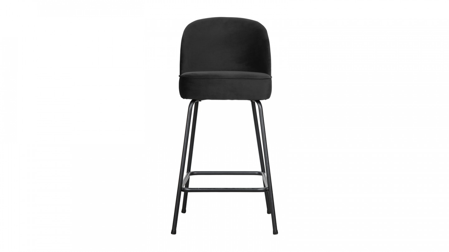 Tabouret de bar 65cm en velours noir - Collection Vogue - BePureHome