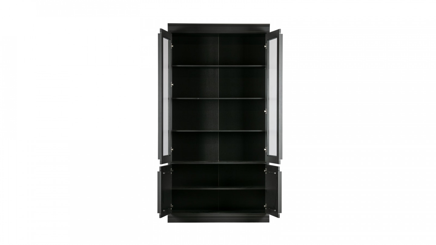 Vitrine 4 portes en pin laqué noir - Collection Organize - BePureHome