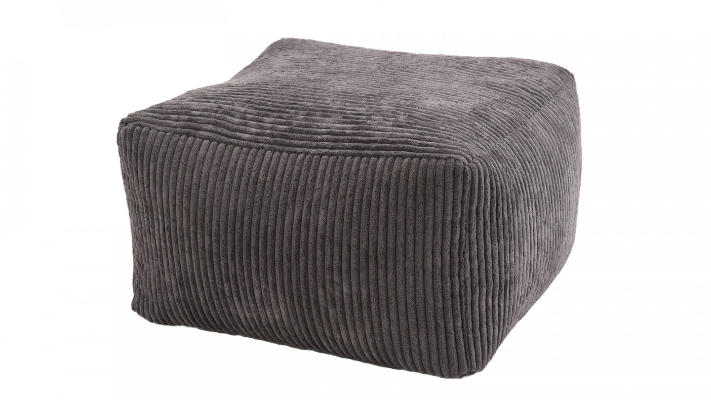 Pouf carré en velours côtelé gris anthracite - Collection Agathe