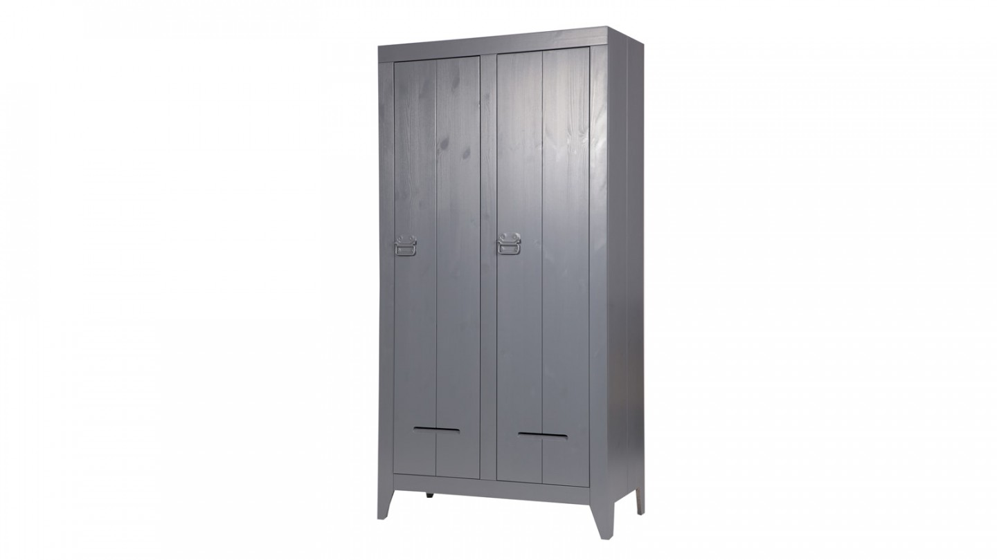 Kluis Armoire 2 Portes Pin Brosse Anthracite