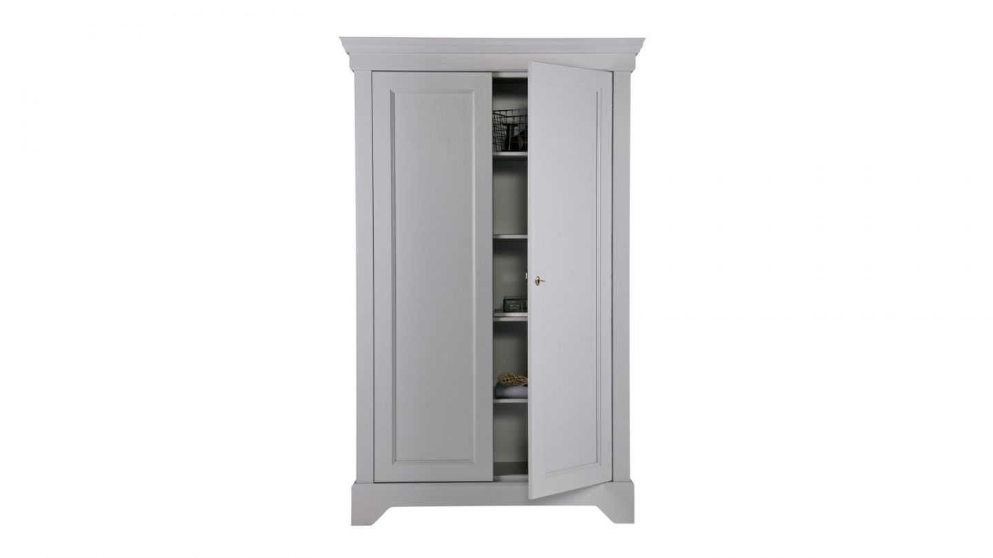 Armoire 2 portes en pin gris béton - Collection Isabel - Woood