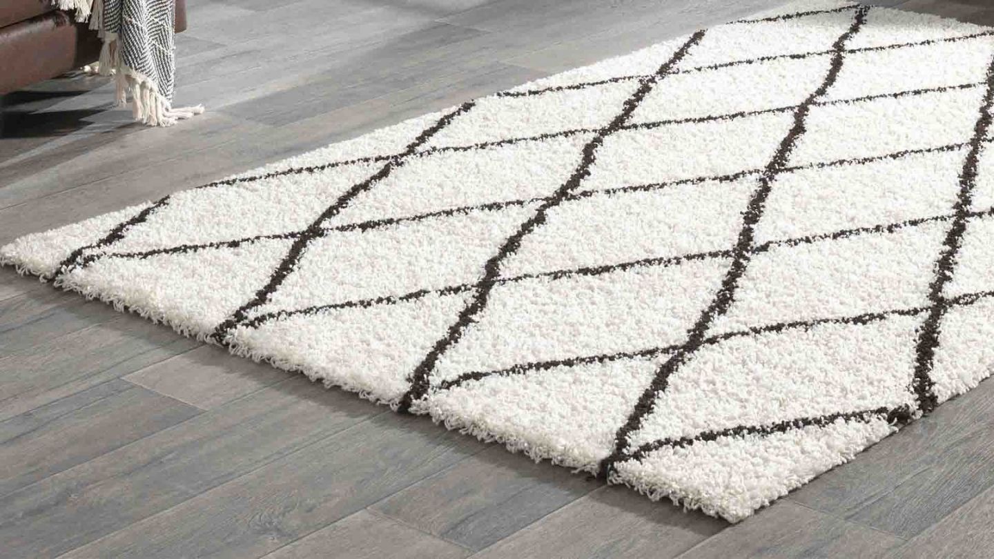 Tapis de couloir Moderne shaggy crème 67x180cm - Collection Oliver