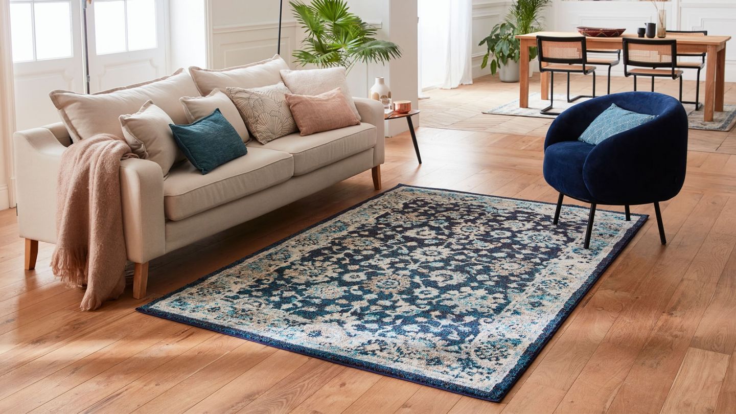 Tapis vintage Bleu 120x170cm - Collection Rhys