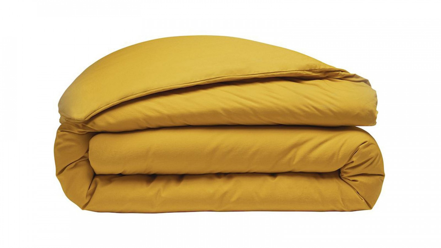 Housse de couette en percale de coton lavé - 80 fils/cm² - 240x220cm - Jaune