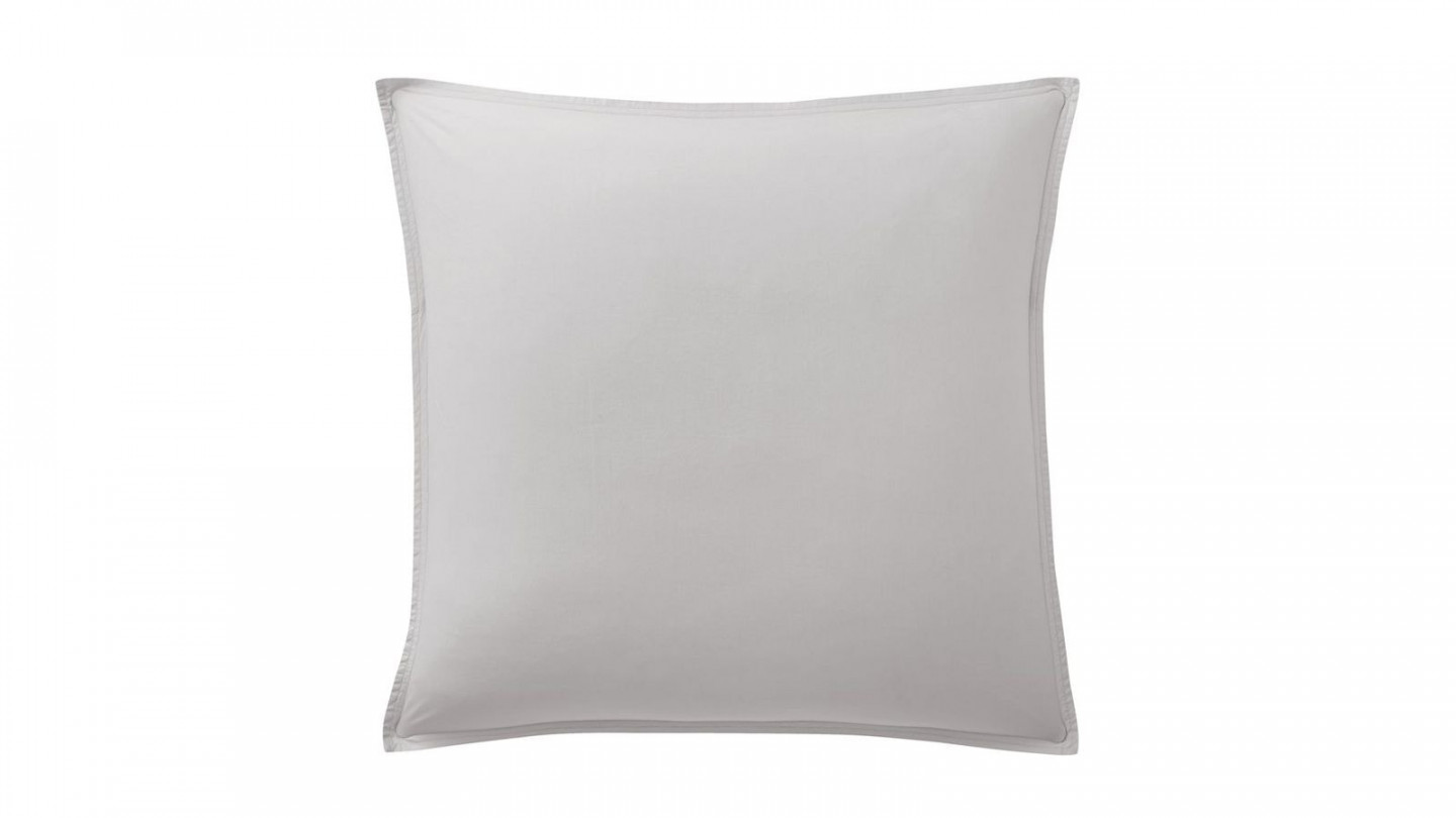 Taie d'oreiller en percale de coton lavé - 80 fils/cm² - 65x65cm - Gris clair